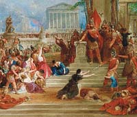 Le général romain Lucius Mummius Achaicus menant le sac de Corinthe , par Thomas Allom (source wiki/ domaine public)