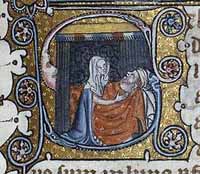 Représentation du 14ème siècle d'Abigail s'occupant de Nabal/ wiki/Nabal/ domaine public