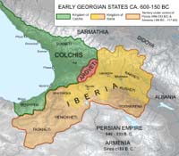 Développement du royaume d'Ibérie. Jusqu'à 580 (source : Viki/royaume d'Ibérie)