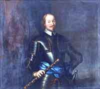 Johan Banér (1596-1641) vêtu d'armure et tenant en main un bâton de maréchal. Peinture d'un artiste inconnu, vers 1700.