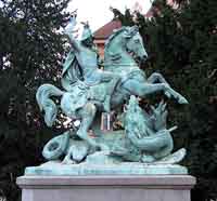 Saint Georges et le dragon par Anton Dominik Fernkorn, Zagreb, Croatie. Source : wiki/ Georges de Lydda/ licence : CC BY-SA 3.0