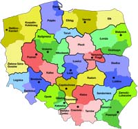 Carte des archidiocèses et diocèses polonais