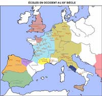 Différentes écoles en Occident au 12ème siècle. (source : wiki/École de Laon)