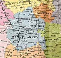 Le duché de Franconie divisé en 939. Source : wiki/Conrad le Roux/ domaine public