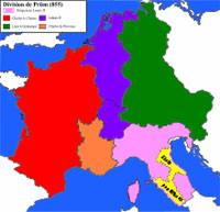 l'Empire carolingien vers 855.