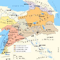 Carte situant l'Adiabène, la Gordyène (ou Corduène)