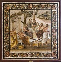 L'Académie de Platon ou Académie d'Athène (mosaïque romaine trouvée à Pompéi).