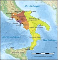 Carte des duchés lombards d'Italie méridionale vers 600/638-1137