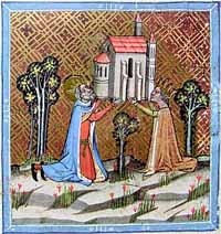 Gisèle et son époux Étienne 1er de Hongrie, miniature de la Chronicon Pictum (14ème siècle).
