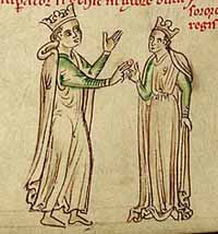 Le mariage de Frédéric et Isabelle, une illustration de la Chronica Majora rédigée par Matthew Paris (xiiie siècle). Source : Isabelle d'Angleterre/ domaine public