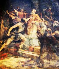 Tableau d'Édouard Jolin dans la Cathédrale de Nantes, représentant le martyre de Saint Gohard.