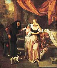 Bethsabée par Jan Steen, fin des années 1660, huile sur panneau, (Norton Simon Museum). Source : wiki/ Bethsabée/ domaine public