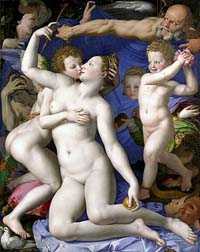 Allégorie du triomphe de Vénus. Tableau de Di Mariano d'Agnolo di Cosimo dit El de Bronzino (National Gallery à Westminster)