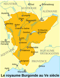 Le Royaume de Burgondie fin du 5ème siècle