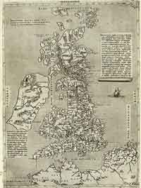 Carte des îles britanniques, 1556 par George Lily. 