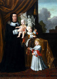 Sophie Éléonore, landgravine, avec ses petits-fils palatins : Alexandre Sigismond, François Louis et Frédéric Guillaume, par Johannes Spilberg (en), 1667