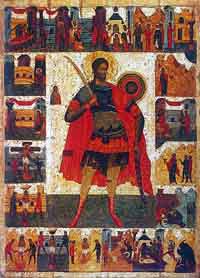 Le martyr de Nicétas le Goth. (moitié du16ème siècle, Musée d'histoire, d'architecture et d'art de Yaroslavl, en Russie. Il provient de l'église Saint-Nikita le Guerrier de Yaroslavl. Source : wiki/ Nicétas le Got/ domaine public