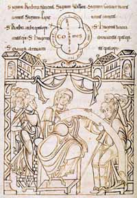 Gunnor octroyant un don à l'abbaye du Mont-Saint-Michel, Cartulaire du Mont-Saint-Michel, BM Avranches Ms.201.