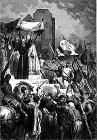 La croisade populaire (1ère croisade) « Deus lo Vult ! » (en latin : Deus vult !), phrase concluant l'appel d'Urbain II au Concile de Clermont (Alphonse Marie de Neuville, 1883) La croisade populaire (1ère croisade) « Deus lo Vult ! » (en latin : Deus vult !), phrase concluant l'appel d'Urbain II au Concile de Clermont (Alphonse Marie de Neuville, 1883)