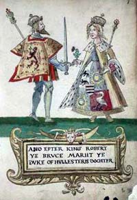 La reine Élisabeth de Burgh et son époux dans l'Armorial de Forman (1563).