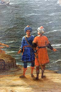 Claude Gellée, vers 1644.- Grèce, Ulysse rend Chryséis à son père Chrysès, personnages du premier plan, musée du Louvre.