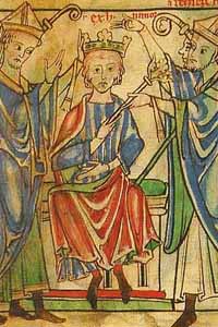Henri le Jeune Roi d'Angleterre, extrait d'une miniature de La vie de Seint Thomas de Cantorbéry, vers 1220-1240