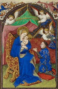 Jean de Dunois en prière devant la Vierge, Heures de Dunois, Londres, British Library, vers 1436.