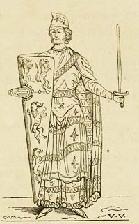 "Geoffroy V d'Anjou dit le Bel ou Plantagenêt Comte d'Anjou et du Maine de 1129 à 1151-Duc de Normandie de 1144 à 1150 reproduit par Vincent Victor Henri de Vaublanc en 1844. (source : wiki/ domaine public)"