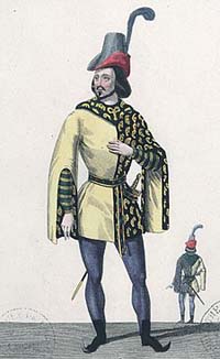 L'acteur Bocage dans le rôle de Buridan dans la pièce de théâtre La Tour de Nesle, 1832.