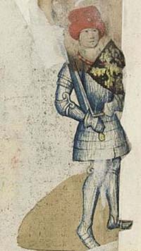 Miniature représentant Godefroid 1er de Louvain dit le Barbu ou le Courageux ou le Grand par Jan van Boendale, Bibliothèque royale de Belgique. Source : wiki/Godefroid Ier de Louvain/ domaine public