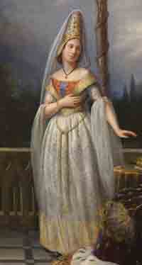 Odette de Champdivers, (détail de la peinture Valentine de Milan et Odette de Champdivers), par Anna Rimbaut-Borrel, 1838. Source :wiki/ Odette de Champdivers/ domaine public