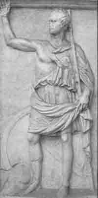 Stèle en relief de Kleitor représentant soi-disant l'homme d'État et historien achéen Polybe, IIe siècle av. J.-C., œuvre d'art grecque hellénistique du Péloponnèse. Source : wiki/Polybe/ domaine public
