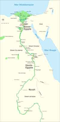 Principaux sites de l'Égypte antique. Source : wiki/ Égypte antique/ licence : CC BY-SA 4.0