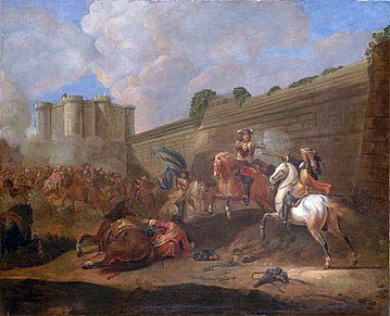 Bataille du faubourg Saint-Antoine, sous les murs de la Bastille. Huile sur toile anonyme, château de Versailles, xviie siècle.