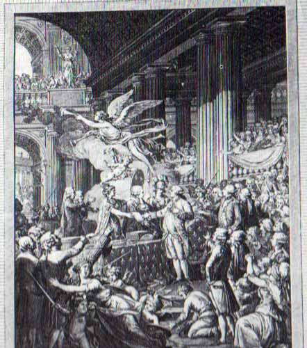 Louis XVI à l'Assemblée nationale accepte solennellement la Constitution, le 14 septembre 1791, gravure de David d'après Lejeune, musée Carnavalet